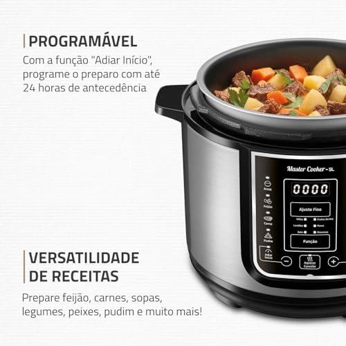         Panela de Pressão Elétrica Digital 5L, Mondial, Preto/Inox, 900W, 110V - PE-38       