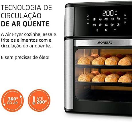         Fritadeira Air Fryer Forno Oven 12 Litros, Mondial, Preto/Inox, 2000W, 110V - AFON-12L-BI       